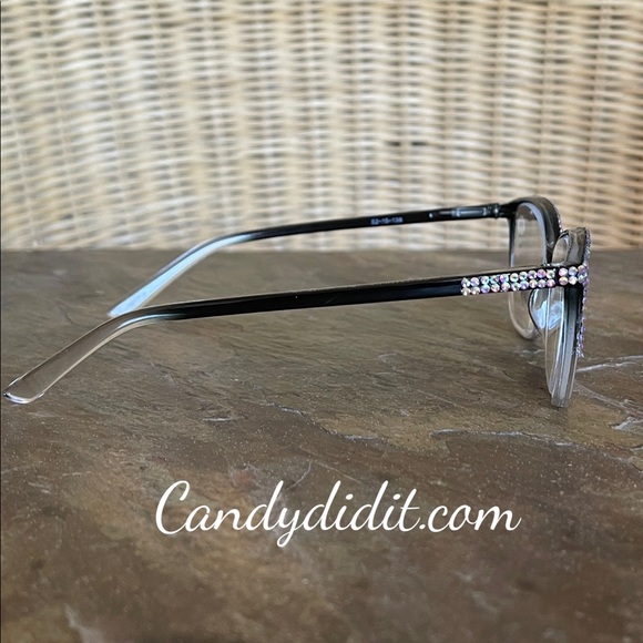 NWT Candy Did It! Handmade Black & Clear Crystal Bling Reader Glasses 4.00 - Picture 7 of 11